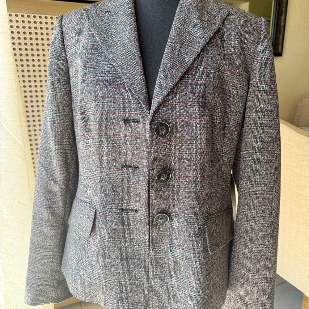 Women's Gray Plaid Blazer